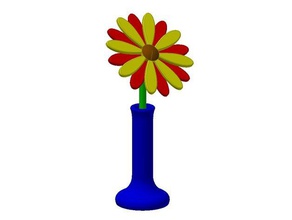 einfache Blume Dekor daisy Haushalt Blütenblätter pflanze vase 3d print model - Mito3D