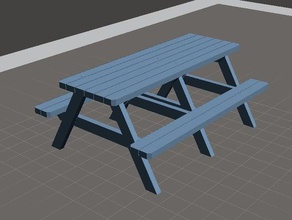 Garten mit Picknick-Tisch outdoor 3d print model - Mito3D