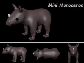 mini monoceros hayvanlar 3dmodel 3dprinting 3d yazıcı baskı sevimli minyatür gergedan heykel 3d print model - Mito3D