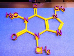 a cafeína molécula de letras levantadas sinais logotipos 3d print model - Mito3D