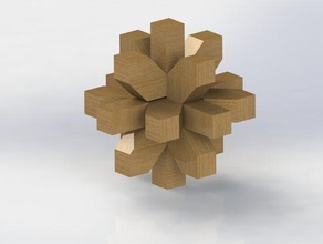 fifteen star mechanical puzzle puzzles 3d connect construction piece pieces wood wooden 3d print model - Mito3D