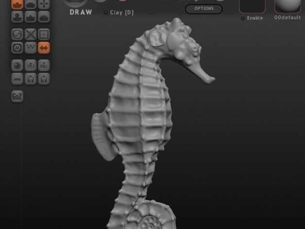 seahorse 3ps sculture animali makergear sculptris scultura 3D print model - Mito3D