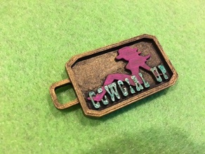 cowgirl up tag keychain keychains cowboy fashion jewelry western 3d print model - Mito3D