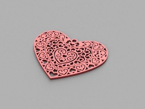 pingente de coração ornamentado dia são valentim decoração 3d print model - Mito3D