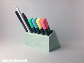 office pencil holder desk organizer marker organiser robotmama 3d print model - Mito3D