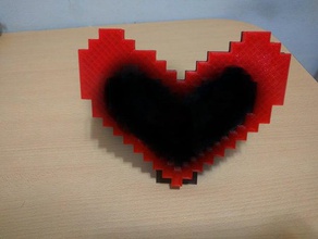 corazón de píxeles la imagen frameporta retrato corazon mano herramientas 3d print model - Mito3D