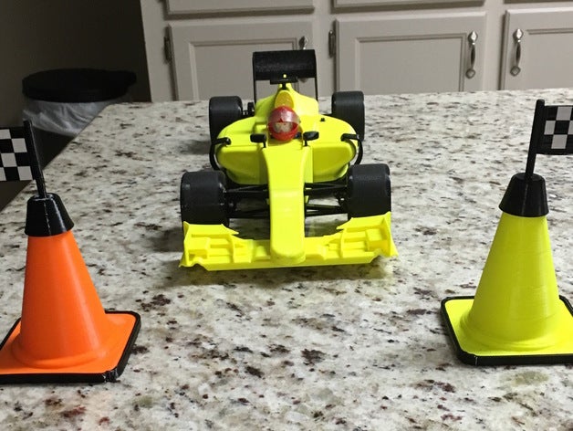 checkered flag traffic cone rc vehicles f1 race car radio control 3D print model - Mito3D