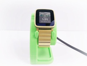 pebble time steel charging stand gadgets charger watch 3d print model - Mito3D
