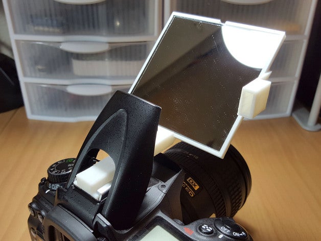 dslr built-in pop-up flash bounce mirror camera d7000 d7200 hotshoe hot shoe lightscoop light scoop nikon 3D print model - Mito3D