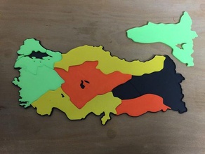 Türkei Landkarten-puzzle Rätsel ankara blacksea Bildung Geographie istanbul Mittelmeer region 3d print model - Mito3D