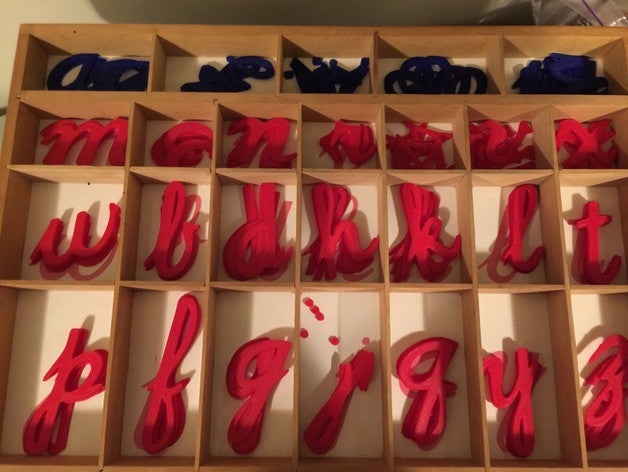 cursiva letra de montessori móvil alfabeto aprendizaje letras 3D print model - Mito3D
