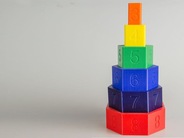 stacking polygon tower math makeredchallenge elementary school fusion360 mathproject primary steam stem tvy 3D print model - Mito3D