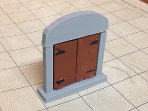 d&d puertas dobles de balanceo juegos 28mm dd mazmorra dungeons dragons entrada medieval en miniatura portal paisaje tablero la mesa puerta madera 3d print model - Mito3D