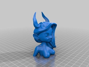simplified demon girl bust sculptures 3d print model - Mito3D