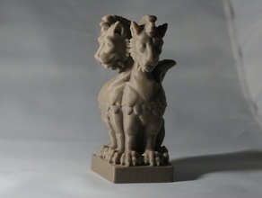 doble cabeza de gárgola estatua las esculturas grotesco león scan 3d print model - Mito3D