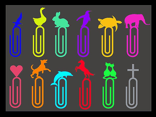 trombonne paperclips-collection- office makeredchallenge animals bird cat coeur cross dog dolphin elephant goose heart horse paperclips-animals penguin rabbit turtle 3D print model - Mito3D