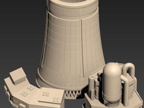 planta de energía nuclear wargame terreno edificio los juguetes juegos 6mm battletech en miniatura la abierto warhex paisaje scifi mesa 3d print model - Mito3D