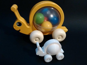 Schnecke pull Spielzeug mechanisch ist - baby ballschnecke Niedlich vintage 3d print model - Mito3D