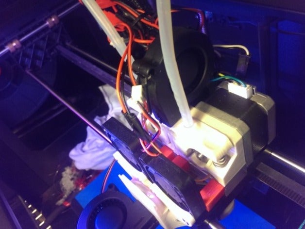 rep2x double drive block base 3d printer parts active cooling duct hotend upgrade part pla r2x replicator2x replicator 2x 3D print model - Mito3D