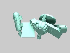 small mechanic gun art boolean improvement spam stars union wall 3d print model - Mito3D