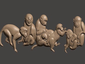 maymunlar-aile sanat 3d print model - Mito3D