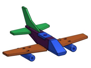 jet plane modular aufgebaut Bau Spielzeug 3d print model - Mito3D