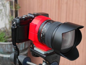 samyang 10mm f28 ed ncs cs treppiede staffa la fotocamera di montaggio videocamera libero freecad obiettivo mft olympus per 3d print model - Mito3D