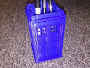 tardis pen holder office 3d print model - Mito3D