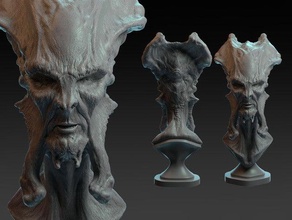 overseer realm sculptures alien blender bust character creature detail detailed face head monster zbrush 3d print model - Mito3D