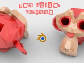 pen holder suzanne blender monkey dual color print office 3d print model - Mito3D