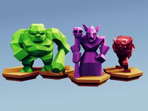 baja poli fantasía mesa de la horda unidades avanzadas juegos bombardero dungeons dragons goblin low-poly ogro chamán estrategia troll 3d print model - Mito3D