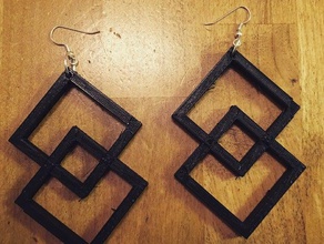 two square earrings 3d print model - Mito3D
