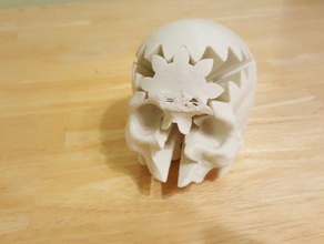 rotating skull gear snap pins interactive art gears 3d print model - Mito3D