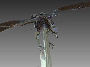 animatronic osprey animals 123d design bird crank flapping inventor kinetic art scuplture model motion robot statue 3d print model - Mito3D