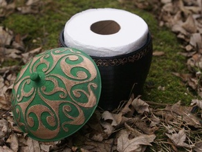 spare tp roll holder bathroom celtic art container lid toilet paper 3d print model - Mito3D
