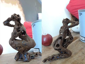 despair wood sculptures art dispair girl 3d print model - Mito3D