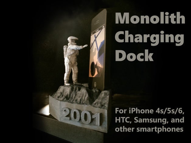 2001 astronaut monolith phone charging dock mobile space odyssey iphone 4 4s 5 5s 6 stand 3D print model - Mito3D