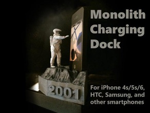 2001 astronaut monolith phone charging dock mobile space odyssey iphone 4 4s 5 5s 6 stand 3d print model - Mito3D