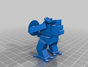 mech 3d printing gattling gun miniature robot sheild warrior 3d print model - Mito3D