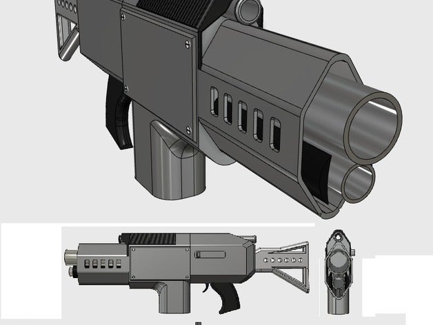 grenade combo pistolet accessoires de jeu le baril double amusant futuriste grand militaires modèle jouet arme 3D print model - Mito3D