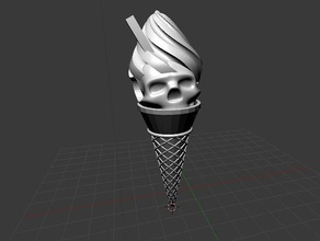 final de verão, sorvete casquinha do crânio jóias humano jewerly pingente 3d print model - Mito3D