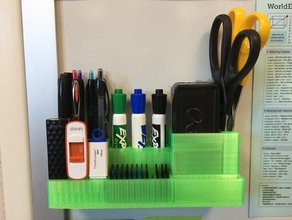 desk object holder organization board caddy dry erase marker office pen stationary white 3d print model - Mito3D
