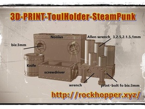 3d-stampa-toulholder-steampunk strumento i titolari scatole 3d print model - Mito3D