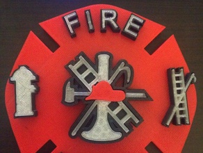 firefighter emblem v2 signs logos hook ladder hydrant 3d print model - Mito3D
