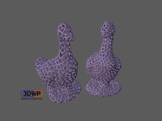 de voronoi pato matemáticas art animal escultura la estatua voronator 3D print model - Mito3D
