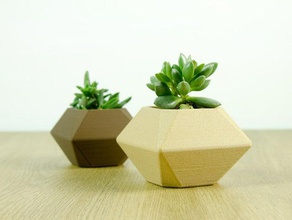 low poly planter decor bcn3d bcn3dsigma colorfabb corkfill flower vase lowpoly pot wood woodfill 3d print model - Mito3D