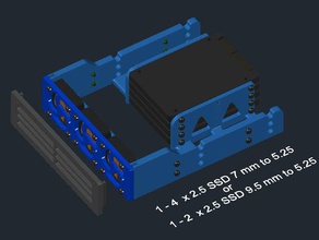 caddy hdd de 1 à 4 disques ssd 525 bay ordinateur adaptateur 3d print model - Mito3D