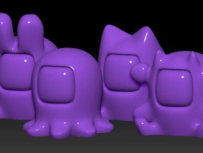 lucky cat friends hd remix flachen Basen - Spielzeug Spiel Zubehör 3d print model - Mito3D