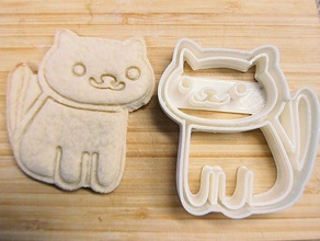 neko atsume cookie cutter kitchen dining 3d print model - Mito3D