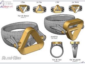 alchi-ring les anneaux bague bijou bijoux 3d print model - Mito3D